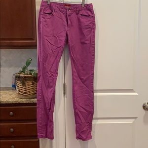 Purple pants/jeans.